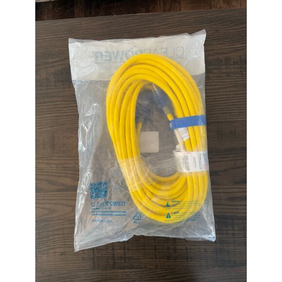 Clear Power 50-Foot 12/3 Yellow Outdoor Exten Cord w/ Power Indicator - Picture 4 of 7